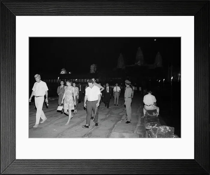 Framed Print : Mrs. Jacqueline Kennedy Strolling Barefoot Through Cambodian Ruins Framed Print : Mrs. Jacqueline Kennedy Strolling Barefoot Through Cambodian Ruins