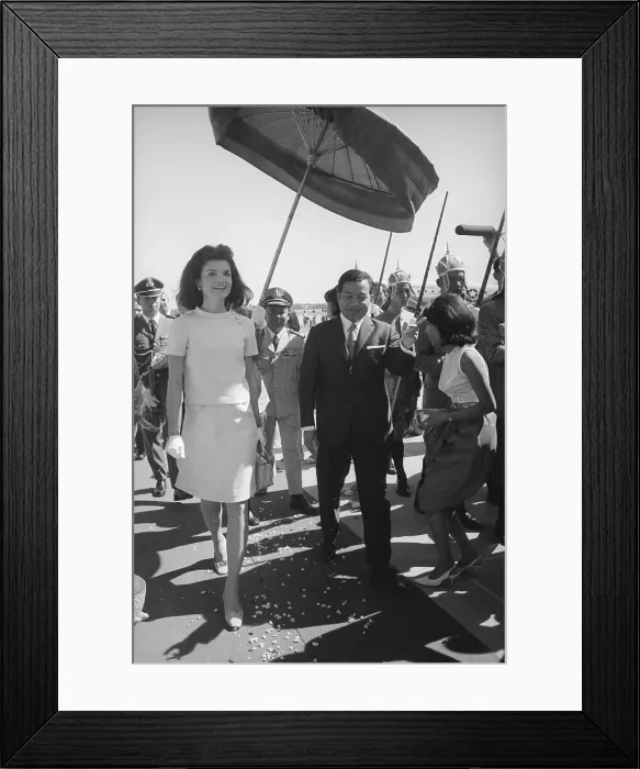 Framed Print : Jacqueline Kennedy Arriving in Cambodia Framed Print : Jacqueline Kennedy Arriving in Cambodia