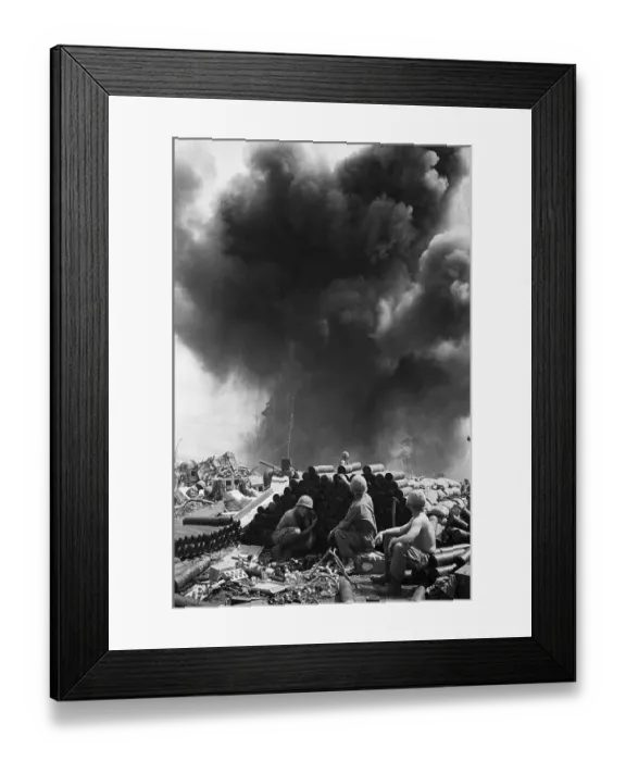 Framed Print : Soldiers Taking Cover During Bombing Framed Print : Soldiers Taking Cover During Bombing