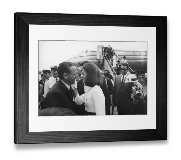 Framed Print : Jacqueline Kennedy Being Greeted by Charles Bartlett in Thailand Framed Print : Jacqueline Kennedy Being Greeted by Charles Bartlett in Thailand
