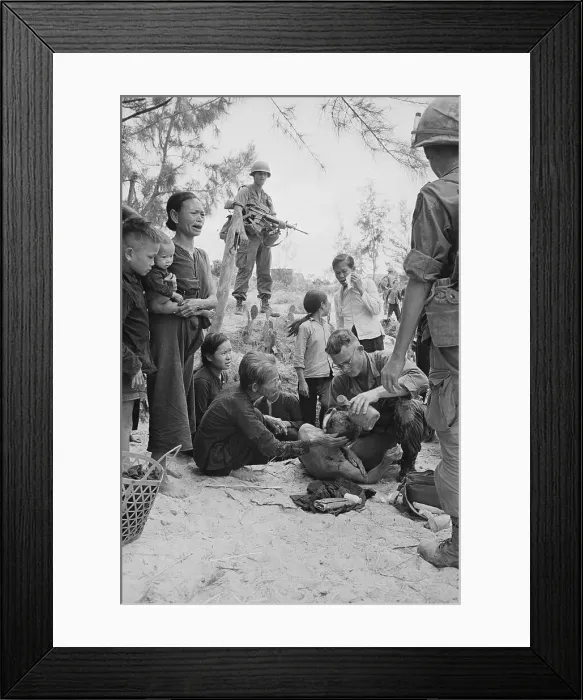 Framed Print : Medic Treating Wounded Vietnamese Framed Print : Medic Treating Wounded Vietnamese