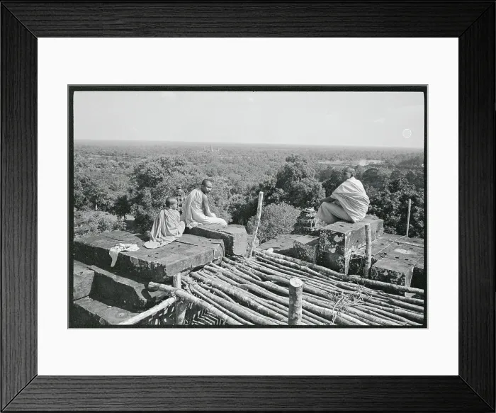 Framed Print : Monks Sitting on Mount Bakheng