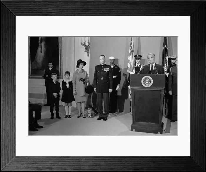 Framed Print : Lyndon Johnson Presenting Medal of Honor to Marine Framed Print : Lyndon Johnson Presenting Medal of Honor to Marine