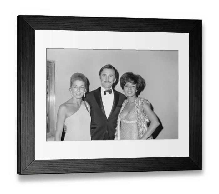 Framed Print : Shirley Bassey Posing with Kirk Douglas and Wife Framed Print : Shirley Bassey Posing with Kirk Douglas and Wife