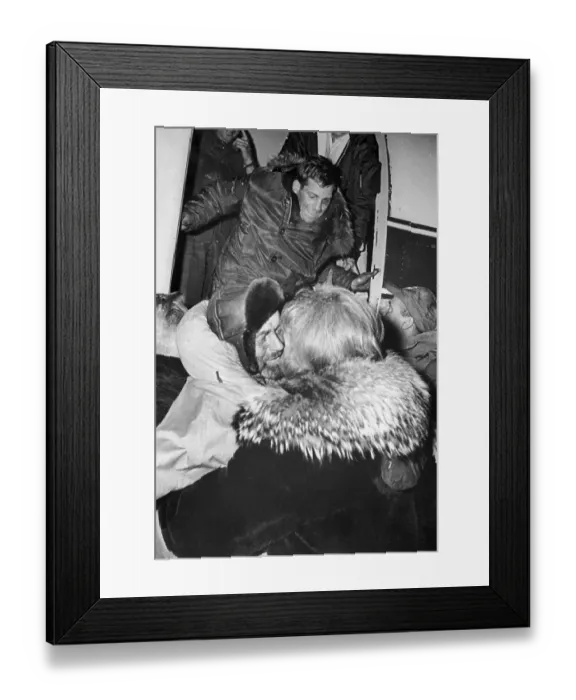 Framed Print : Rescued Survivors Arriving from Plane Crash Site Framed Print : Rescued Survivors Arriving from Plane Crash Site