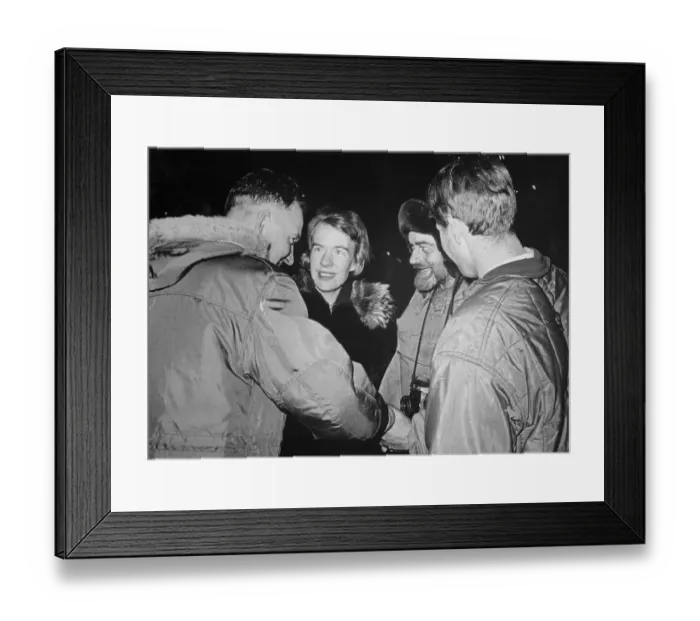 Framed Print : Rescued Plane Crash Victims Thanking Searchmaster Framed Print : Rescued Plane Crash Victims Thanking Searchmaster