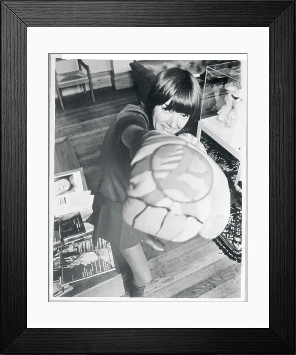 Framed Print : Mary Quant Showing off Pop Art Boxing Gloves Framed Print : Mary Quant Showing off Pop Art Boxing Gloves