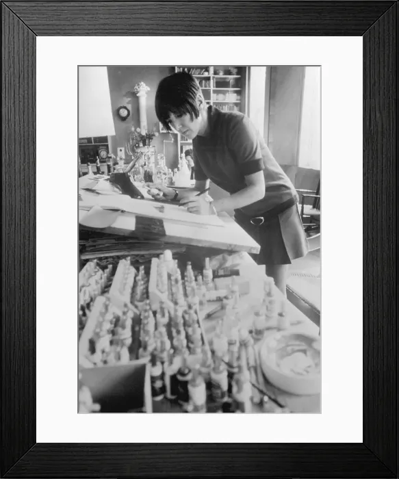 Framed Print : British Clothing Designer Mary Quant Working at Home Framed Print : British Clothing Designer Mary Quant Working at Home