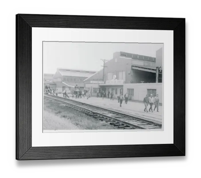 Framed Print : Workers Leaving Jessop Steel Company Framed Print : Workers Leaving Jessop Steel Company