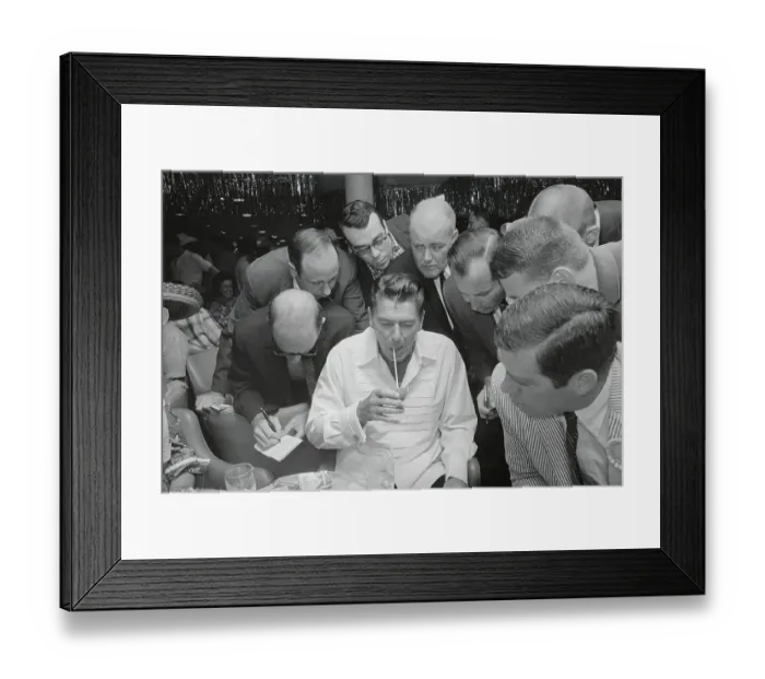 Framed Print : Ronald Reagan Sipping a Drink Framed Print : Ronald Reagan Sipping a Drink