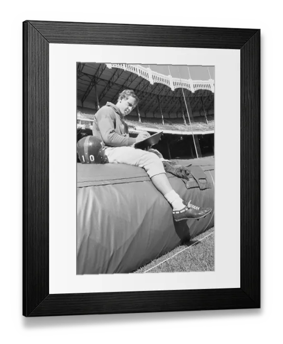 Framed Print : Fran Tarkenton Studying Play Book Framed Print : Fran Tarkenton Studying Play Book