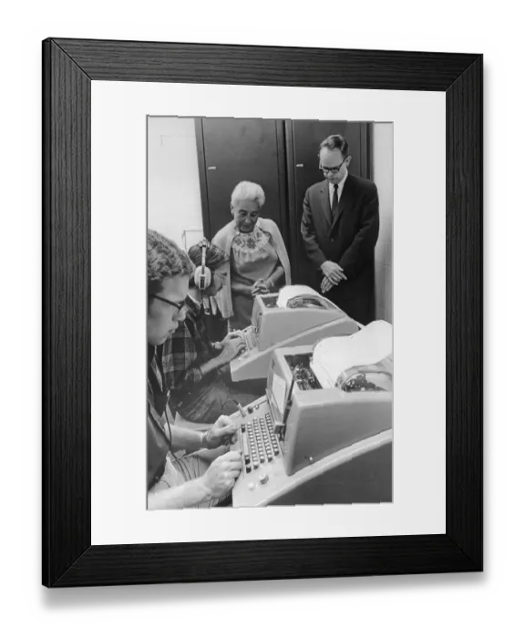 Framed Print : Students Typing on Typewriter Terminals Framed Print : Students Typing on Typewriter Terminals