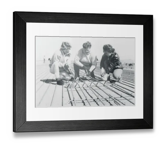Framed Print : Women Tying Together Steel Rods Framed Print : Women Tying Together Steel Rods