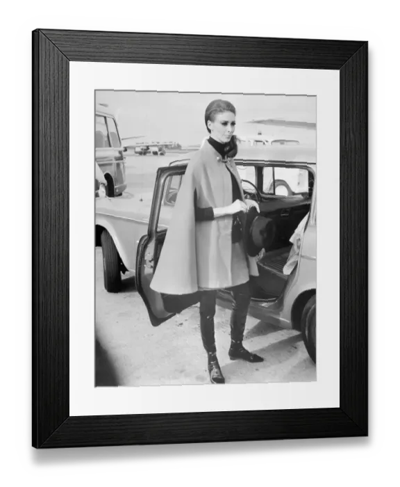 Framed Print : Wilhelmina Posing Next to a Car Framed Print : Wilhelmina Posing Next to a Car