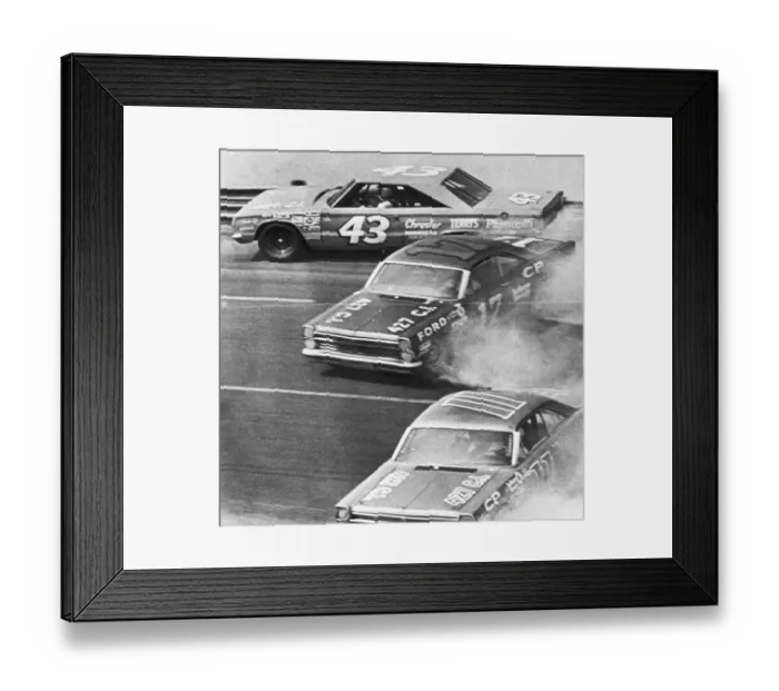 Framed Print : Richard Petty Hits Wall During Auto Race Framed Print : Richard Petty Hits Wall During Auto Race