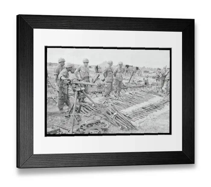 Framed Print : Soldiers Examining Captured Weapons Framed Print : Soldiers Examining Captured Weapons