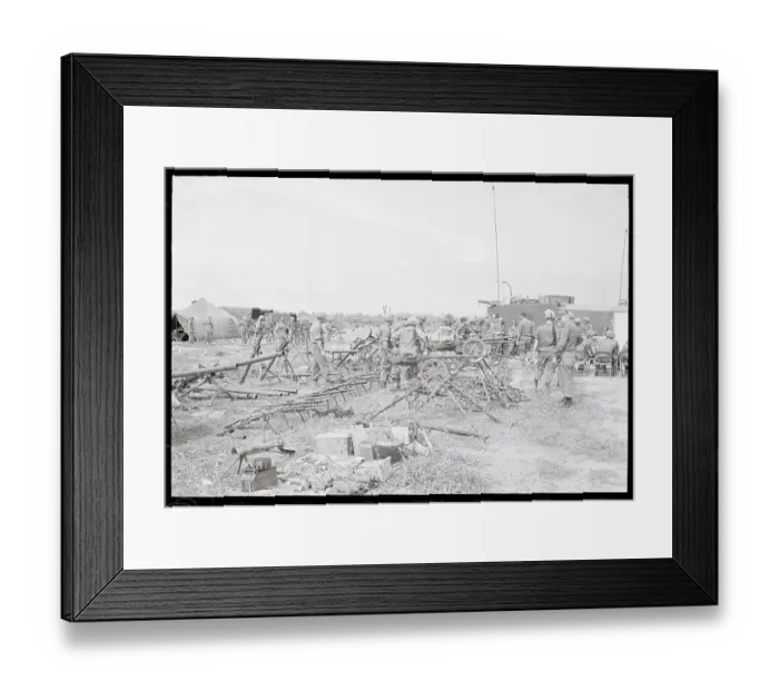 Framed Print : Soldiers Examining Captured Weapons Framed Print : Soldiers Examining Captured Weapons