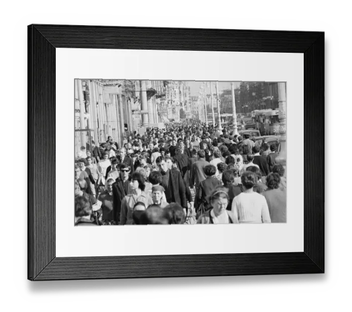 Framed Print : People Strolling Along a Street Framed Print : People Strolling Along a Street