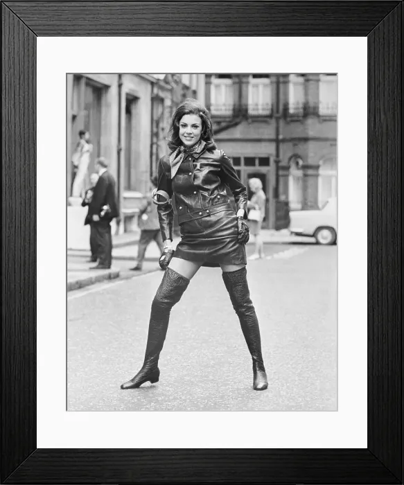 Framed Print : Woman Modeling a Leather Outfit Framed Print : Woman Modeling a Leather Outfit