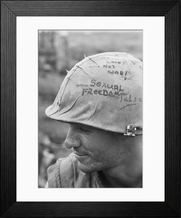Framed Print : Writing on Marine's Helmet Framed Print : Writing on Marine's Helmet