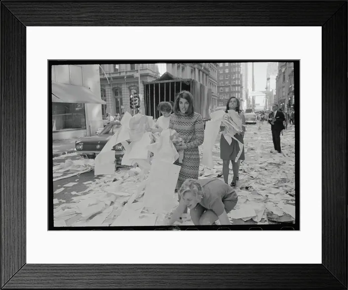 Framed Print : People Tossing Papers in the Street Framed Print : People Tossing Papers in the Street
