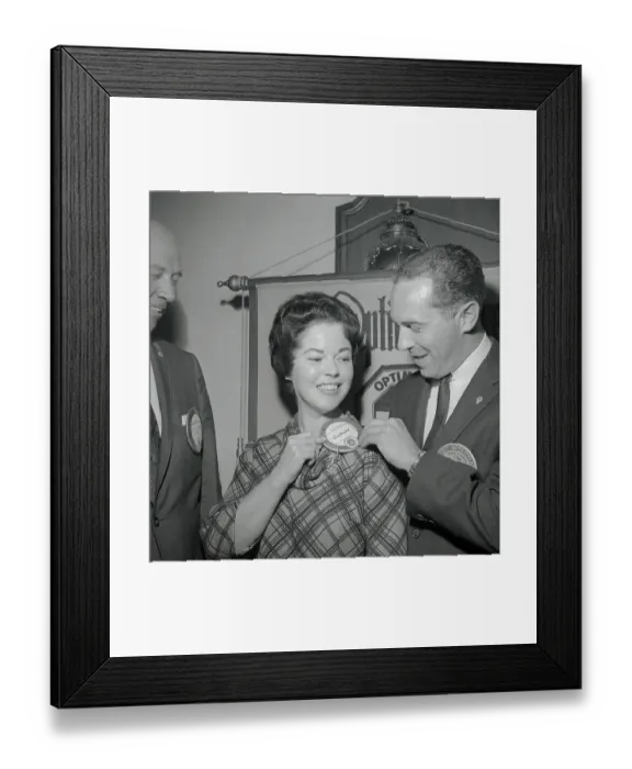Framed Print : Shirley Temple Black Receiving a Button Framed Print : Shirley Temple Black Receiving a Button