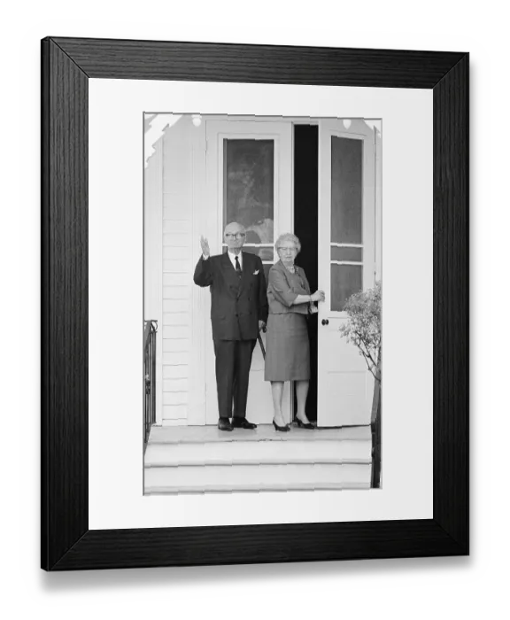 Framed Print : Mr. and Mrs. Harry Truman Standing Outside Their Home Framed Print : Mr. and Mrs. Harry Truman Standing Outside Their Home