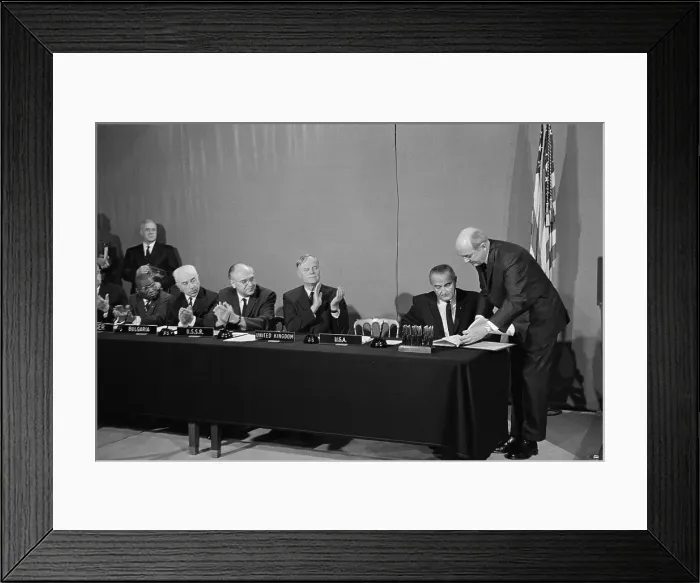 Framed Print : Dean Rusk Congratulating Lyndon Johnson Framed Print : Dean Rusk Congratulating Lyndon Johnson