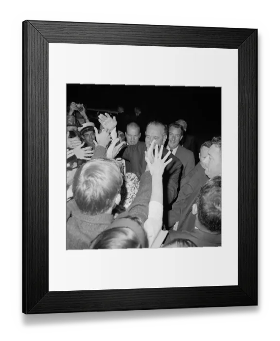 Framed Print : People Greeting President Johnson Framed Print : People Greeting President Johnson