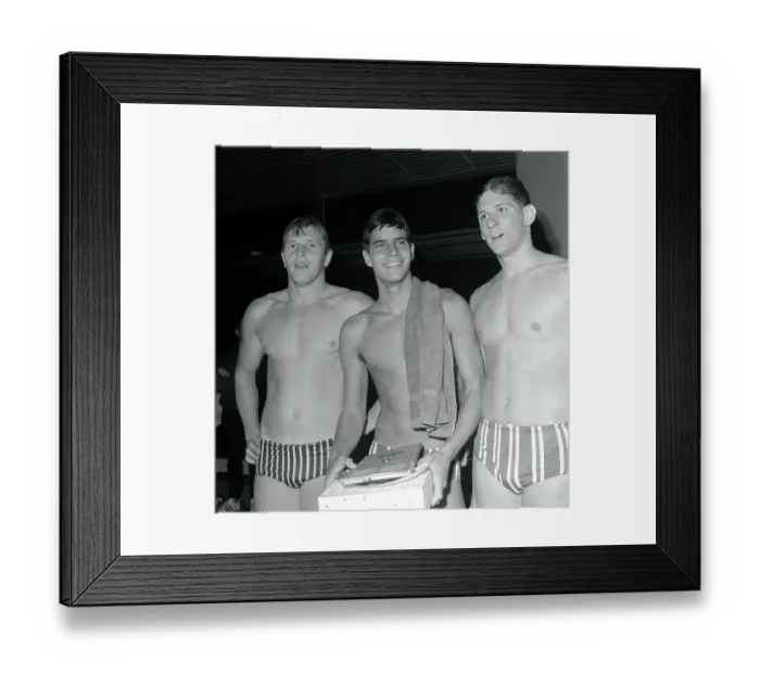 Framed Print : Mark Spitz with Swimming Competitors Framed Print : Mark Spitz with Swimming Competitors
