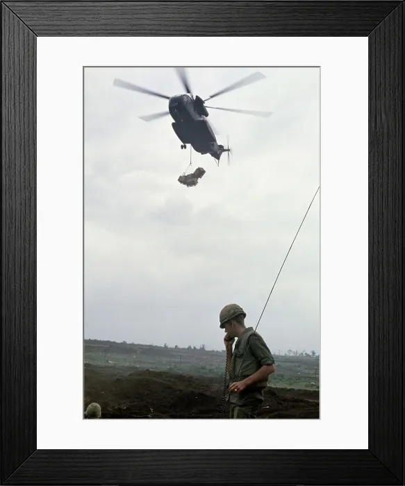 Framed Print : Helicopter Above Con Thien Military Base Framed Print : Helicopter Above Con Thien Military Base