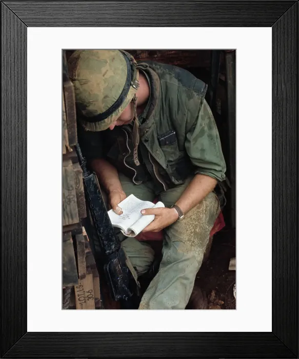 Framed Print : Soldier Reading At US Military Base, Vietnam Framed Print : Soldier Reading At US Military Base, Vietnam
