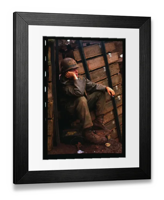 Framed Print : Close up Portrait of US Soldier Smoking Cigarette Framed Print : Close up Portrait of US Soldier Smoking Cigarette