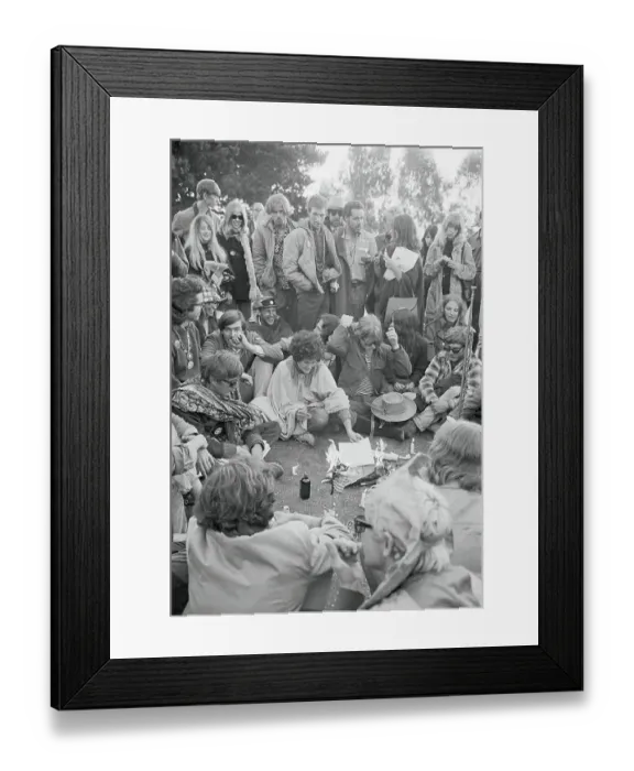 Framed Print : Hippies Burning Memorabilia