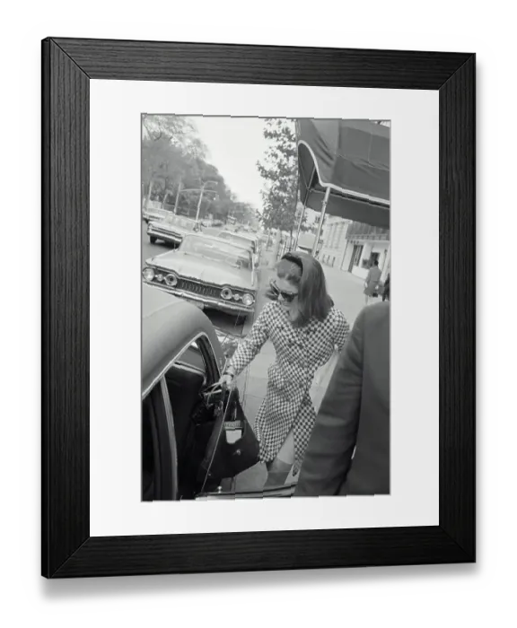 Framed Print : Jacqueline Kennedy Arriving at Automobile Framed Print : Jacqueline Kennedy Arriving at Automobile