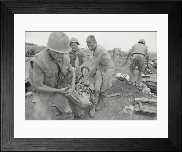Framed Print : Marines Carrying Wounded Soldier