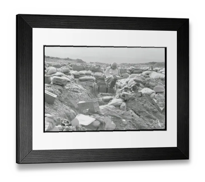 Framed Print : Soldier Sleeping Atop a Bunker Framed Print : Soldier Sleeping Atop a Bunker