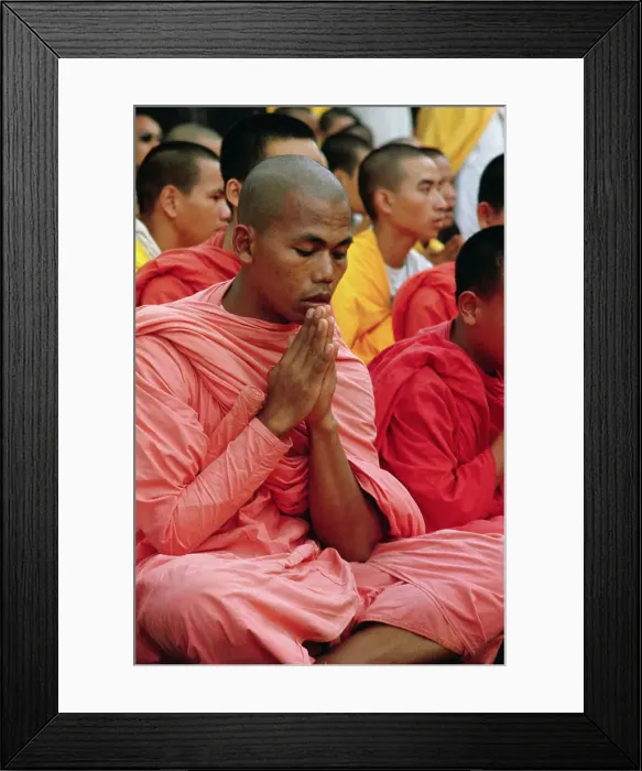 Framed Print : Buddhist Monk Praying Framed Print : Buddhist Monk Praying