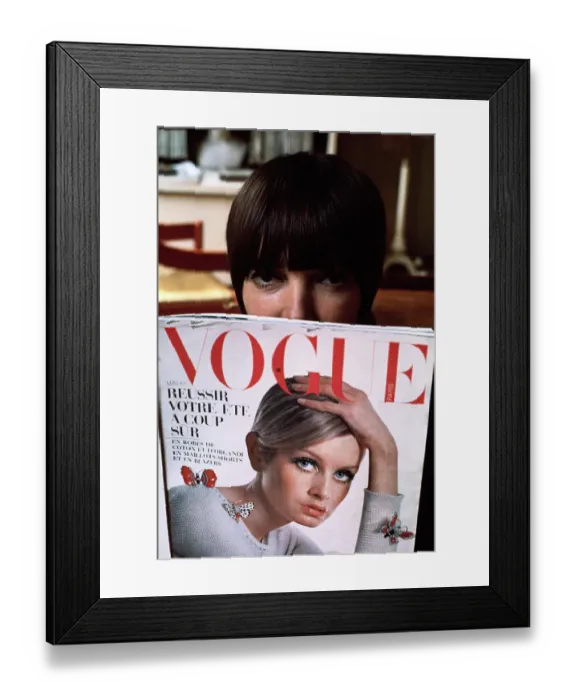 Framed Print : Mary Quant Reading a Vogue Magazine Framed Print : Mary Quant Reading a Vogue Magazine