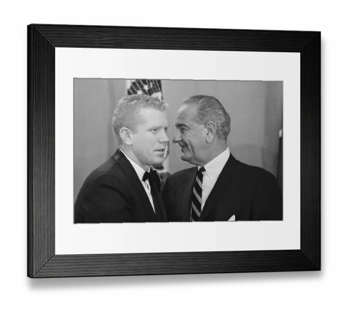 Framed Print : President Johnson Whispering in Ben Barnes Ear Framed Print : President Johnson Whispering in Ben Barnes Ear