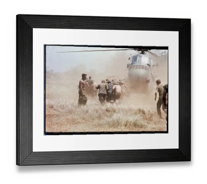 Framed Print : Marines Rushing Wounded to Helicopter Framed Print : Marines Rushing Wounded to Helicopter