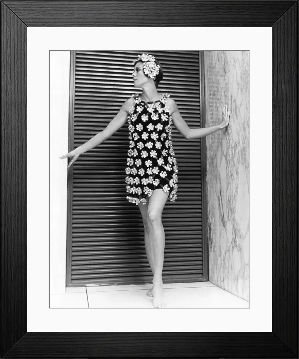 Framed Print : Woman Models Pace Rabanne Floral Dress Framed Print : Woman Models Pace Rabanne Floral Dress