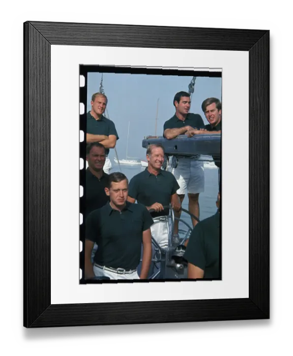 Framed Print : Bus Mosbacher Standing at the Wheel of His Boat Framed Print : Bus Mosbacher Standing at the Wheel of His Boat