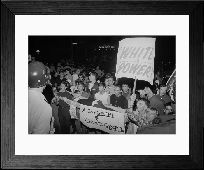 Framed Print : White Demonstrators W / 'White Power Sign Framed Print : White Demonstrators W / 'White Power Sign