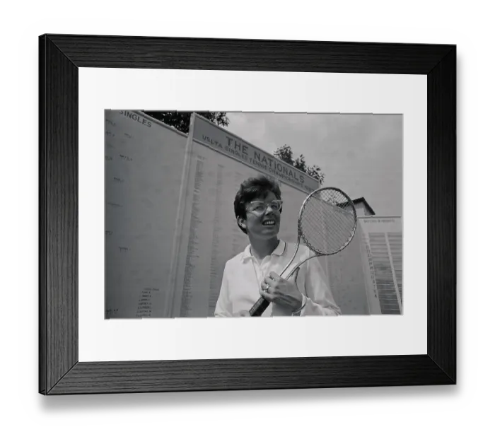 Framed Print : Billie Jean King Holding Tennis Racket Framed Print : Billie Jean King Holding Tennis Racket