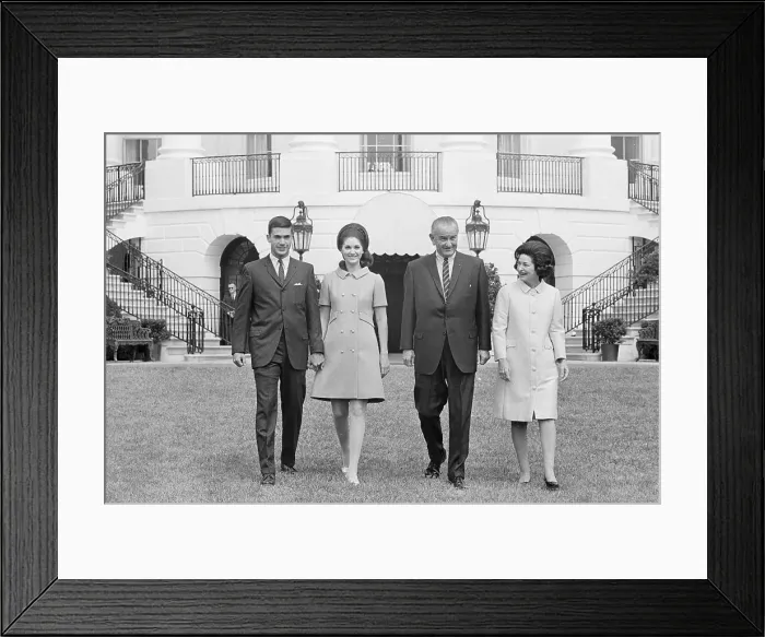 Framed Print : President Lyndon Johnson with Daughter and Her Fiance Framed Print : President Lyndon Johnson with Daughter and Her Fiance