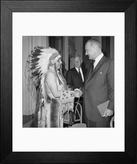 Framed Print : President Johnson With John Wooden Legs Framed Print : President Johnson With John Wooden Legs