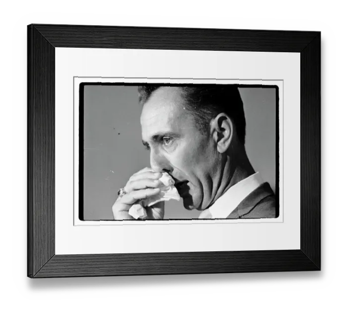 Framed Print : Bob Cousy Crying at News Conference Framed Print : Bob Cousy Crying at News Conference