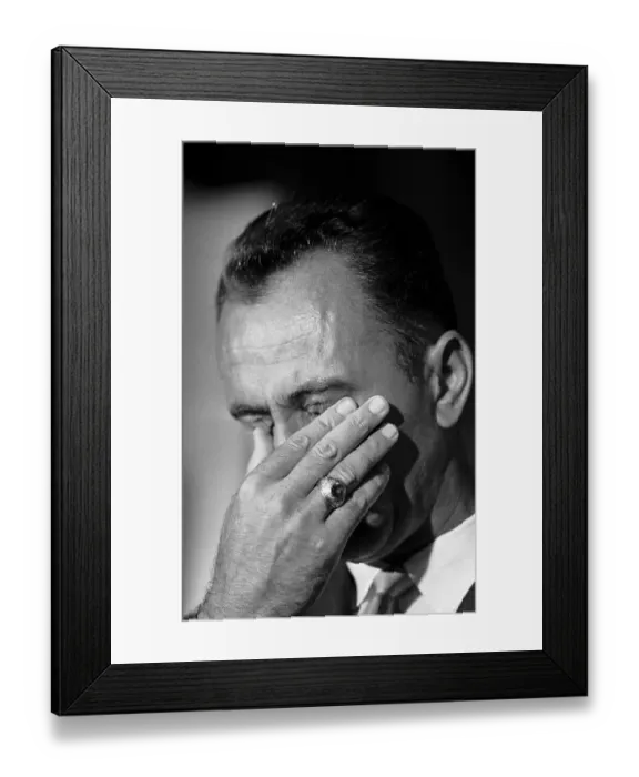 Framed Print : Bob Cousy Crying at News Conference Framed Print : Bob Cousy Crying at News Conference