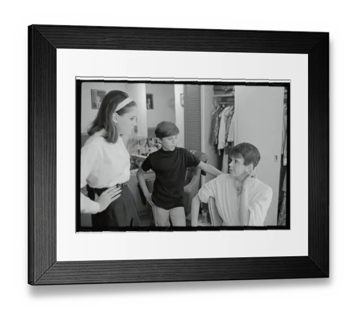 Framed Print : Judy Garland and Her Children in Dressing Room Framed Print : Judy Garland and Her Children in Dressing Room